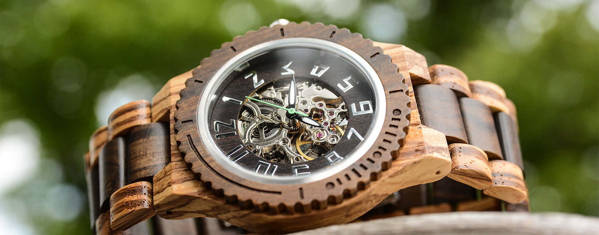 Chronograph Watches For Men With Dark Wood & Stainless Steel