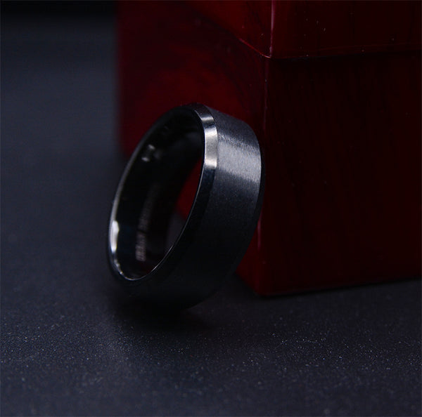 Strength and Grace: 8mm Black Tungsten Carbide Wedding Band for Men