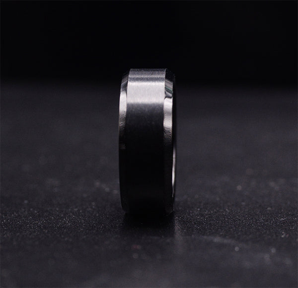 Strength and Grace: 8mm Black Tungsten Carbide Wedding Band for Men