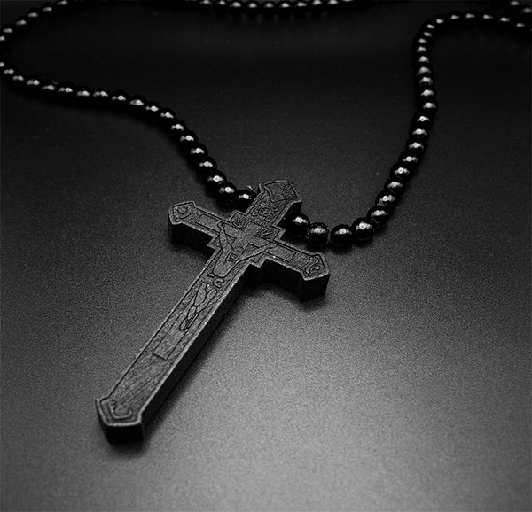 To Express Your Faith: Large Wood Cross Necklace for Men with Jesus Christ Pendant