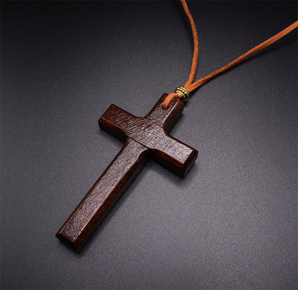 Rustic Elegance: Handmade Vintage Leather Cord Cross Necklace for Men and Women