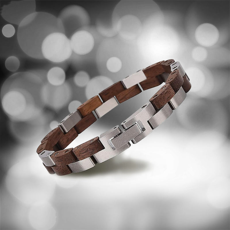 Sophisticated Men's Wooden Bracelet Stylish Fusion of Wood and Stainl