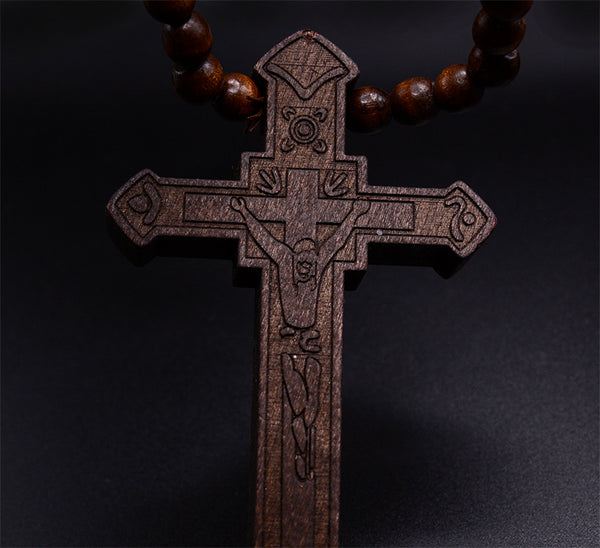 To Express Your Faith: Large Wood Cross Necklace for Men with Jesus Christ Pendant