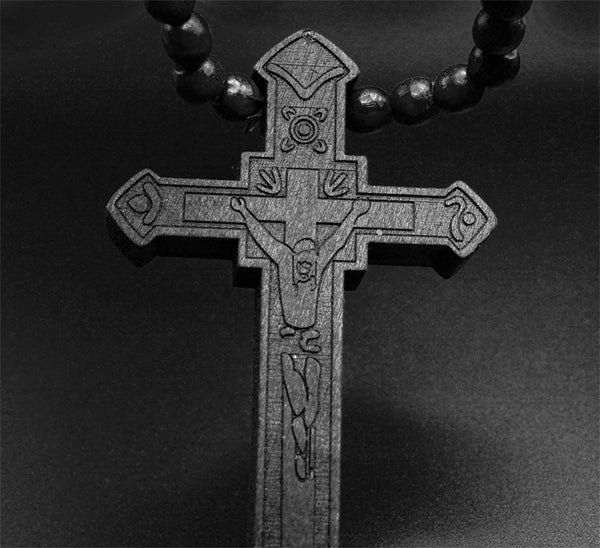 To Express Your Faith: Large Wood Cross Necklace for Men with Jesus Christ Pendant