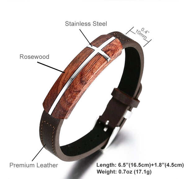 Rosewood Premium Leather Bracelet For Men