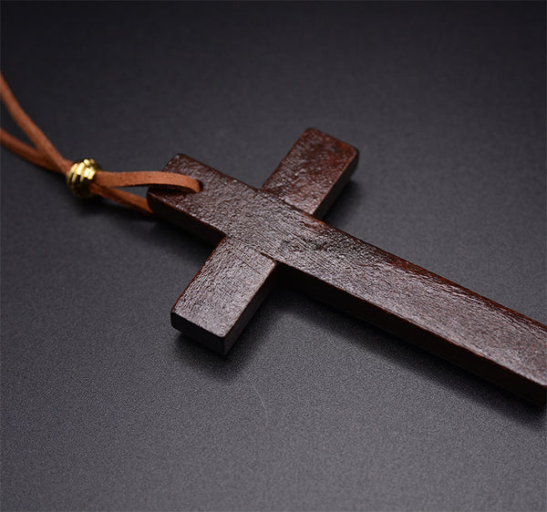 Rustic Elegance: Handmade Vintage Leather Cord Cross Necklace for Men and Women