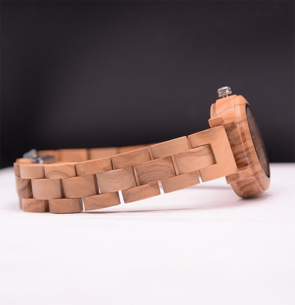 Aurora Grain Minimalist Round Wooden Watch