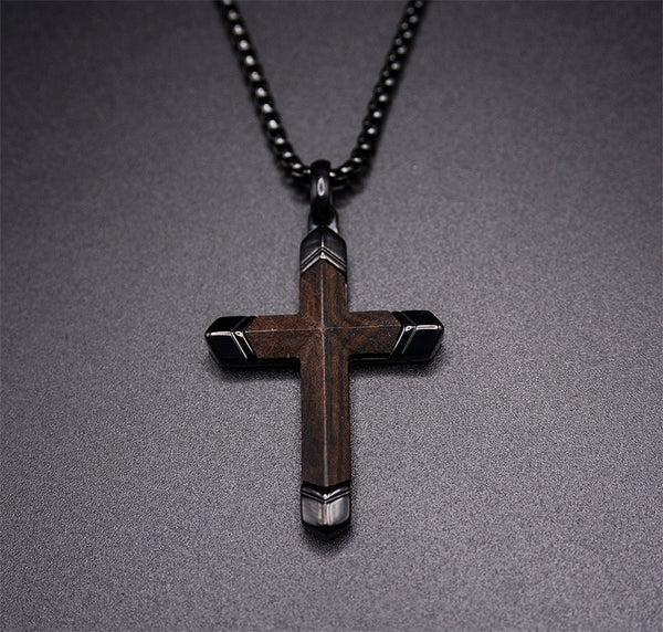 Stylish Symbol of Faith Dark Cross Necklace For Men