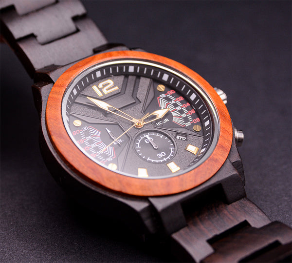 Knoll Mens Dark Chronograph Wood Watch