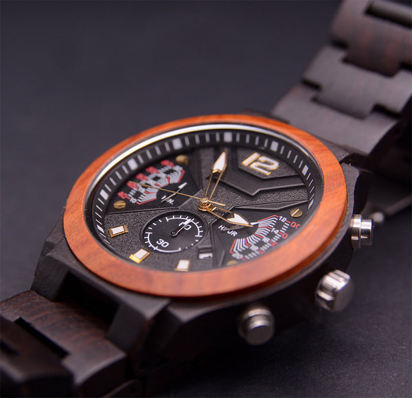 Knoll Mens Dark Chronograph Wood Watch