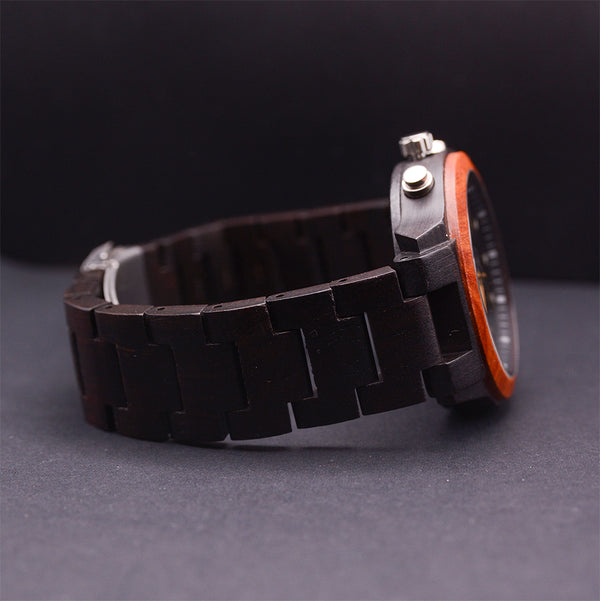 Knoll Mens Dark Chronograph Wood Watch