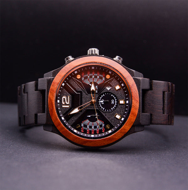 Knoll Mens Dark Chronograph Wood Watch