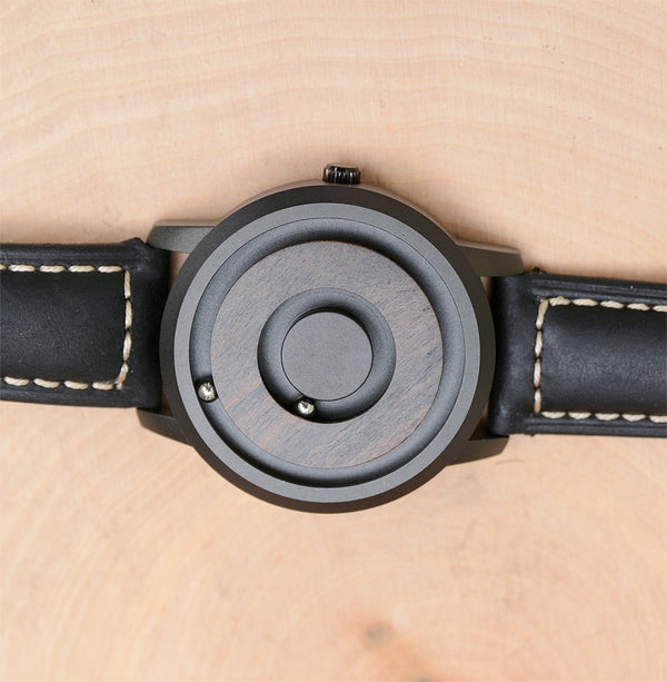 Cosmos Minimalist Dark Wood Dial Scaleless Magnetic Wooden Watch