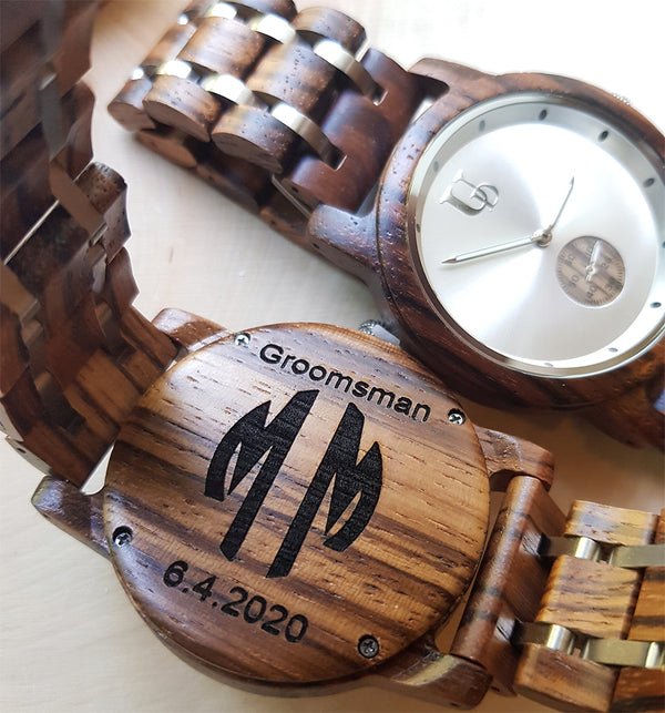 Minimalist Round Zebra Wooden Watch Luxury Wood & Stainless Steel Combined Watch Band