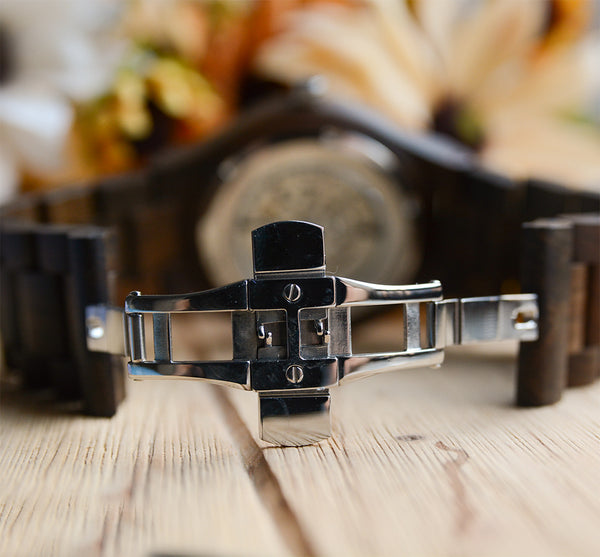 UXD Premium Eco-Friendly Automatic Mechanical Dark Round Wooden Watch For Men