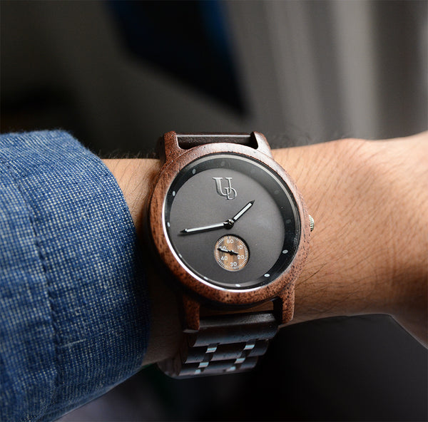 Luxury Minimalist Watch For Men With Wood & Stainless Steel Combined Watch Band