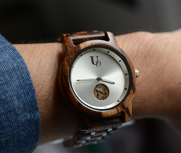 Minimalist Round Zebra Wooden Watch Luxury Wood & Stainless Steel Combined Watch Band