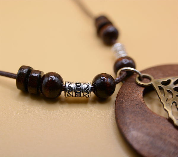 Handmade Brown Wooden Leaf Necklace