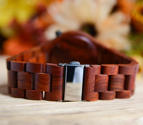 UXD Personalized/Engraved Watch/Natural Red Sandal Round Wood Watch