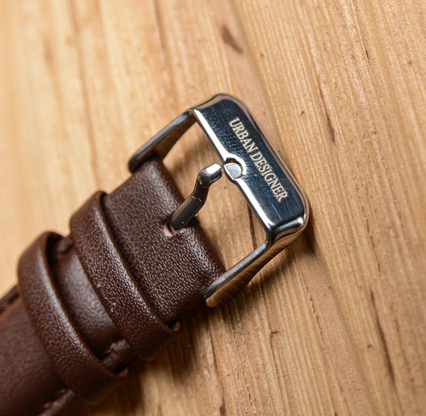 UD Classic stainless steel in silver designer wooden watch with Premium Leather Strap