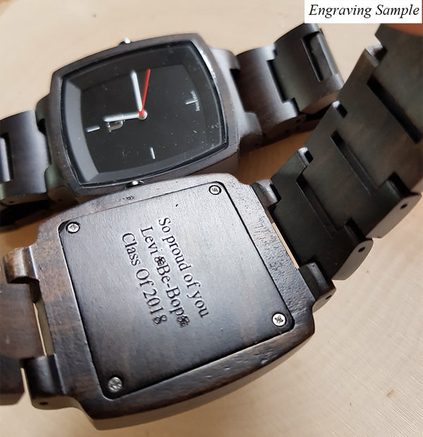 UXD Minimalist Dark Square Wood Watch For Men/Swiss Movt