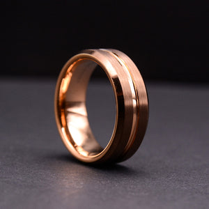 Mens Wedding Band:  Coffee and Rose Gold Tungsten Band 8mm