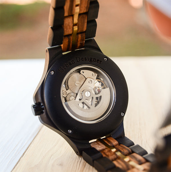 UXD Premium Eco-Friendly Manual Mechanical Wood Watch For Men Natural Durable Handcrafted Gift Idea for Him