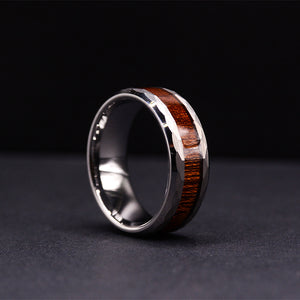 Wooden Wedding Rings Mens Tungsten Rings with Wood Inlay and Hammered Texture | Urban Designer