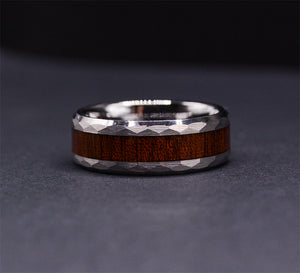 Wooden Wedding Rings Mens Tungsten Rings with Wood Inlay and Hammered Texture | Urban Designer