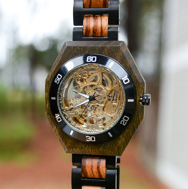 Premium Eco-Friendly Natural Durable Handcrafted Manual Mechanical Wood Watch For Men