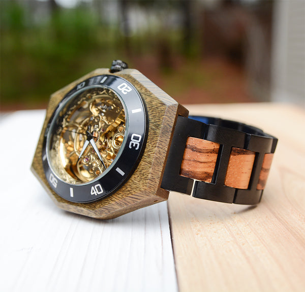 Premium Eco-Friendly Natural Durable Handcrafted Manual Mechanical Wood Watch For Men