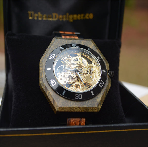Premium Eco-Friendly Natural Durable Handcrafted Manual Mechanical Wood Watch For Men