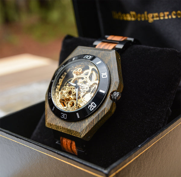 Premium Eco-Friendly Natural Durable Handcrafted Manual Mechanical Wood Watch For Men