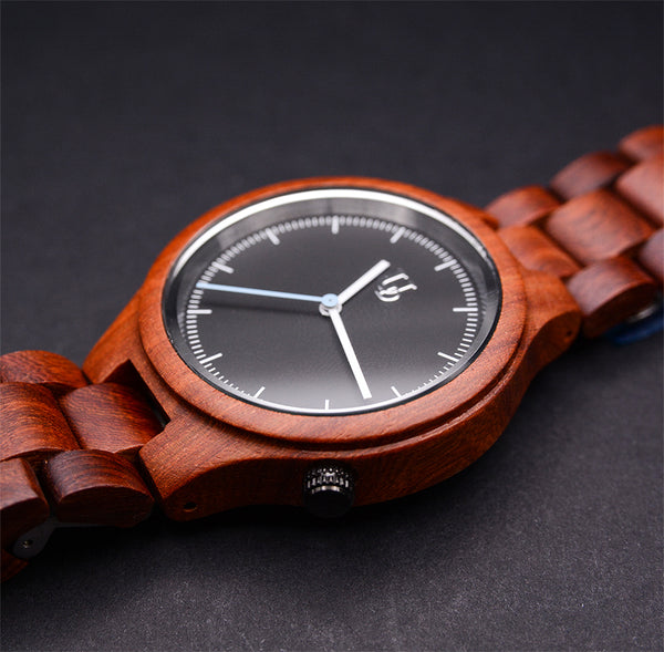 UXD Personalized/Engraved Watch/Natural Red Sandal Round Wood Watch