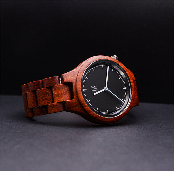 UXD Personalized/Engraved Watch/Natural Red Sandal Round Wood Watch