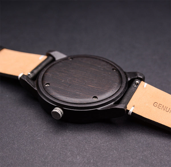 Classic Handmade Minimalist Wooden Watch with Premium Leather Band