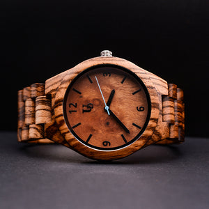 Wooden Watches For Men Personalized/Engraved Dark Round Wooden Watch With Natural Wood Face | Urban Designer