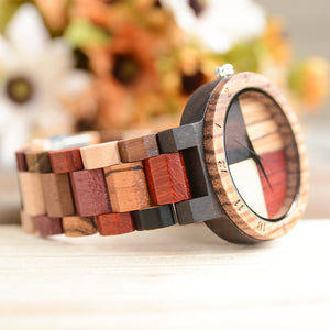 UXD Color Block Fashion Wooden Watch For Men