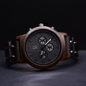 Chronograph Watches For Men With Dark Wood & Stainless Steel Combined Watch Band | Urban Designer