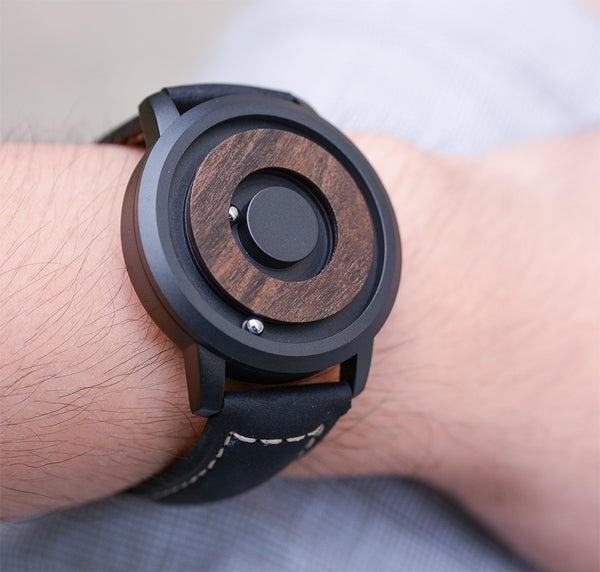 Cosmos Minimalist Dark Wood Dial Scaleless Magnetic Wooden Watch