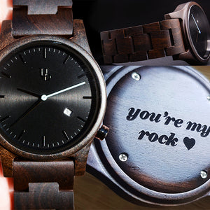 Personalized Gifts For Him Engraved Dark Wooden Watches For Men | Wood Anniversary Gifts