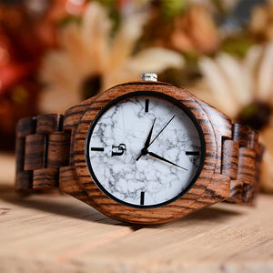 The gorgeous white marble wood watch is Urban Designer's version of a classic yet slim watch.