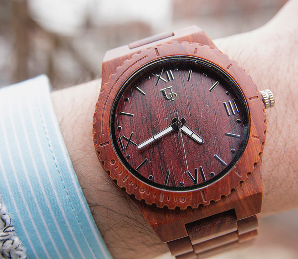 UD Personalized/Engraved His and Her Round Wooden Watches
