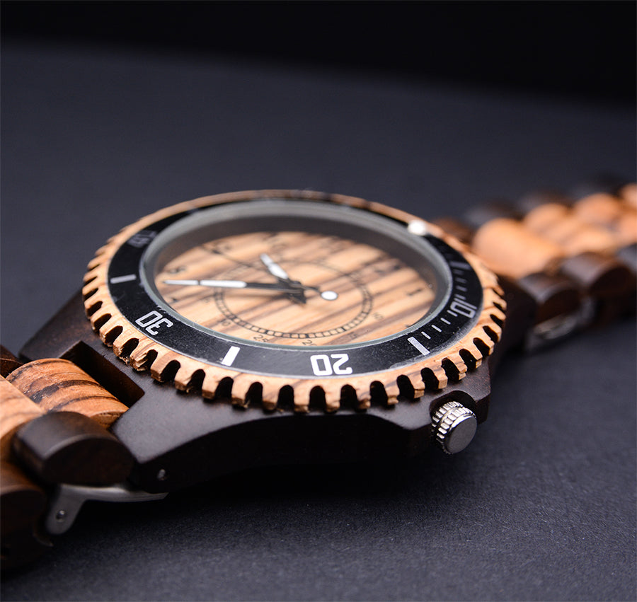 Handmade Men's Rectangular Wooden Quartz Watch main image 0