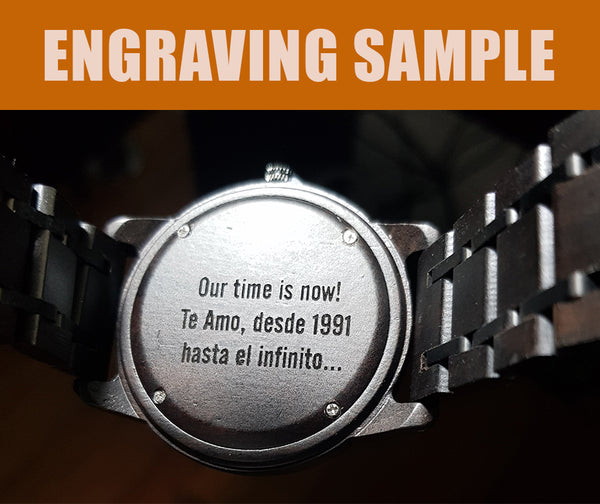 Men's Chronograph Wood Watch With Wood & Stainless Steel Combined Watch Band