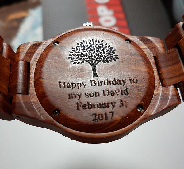 UD Personalized/Engraved His and Her Round Wooden Watches