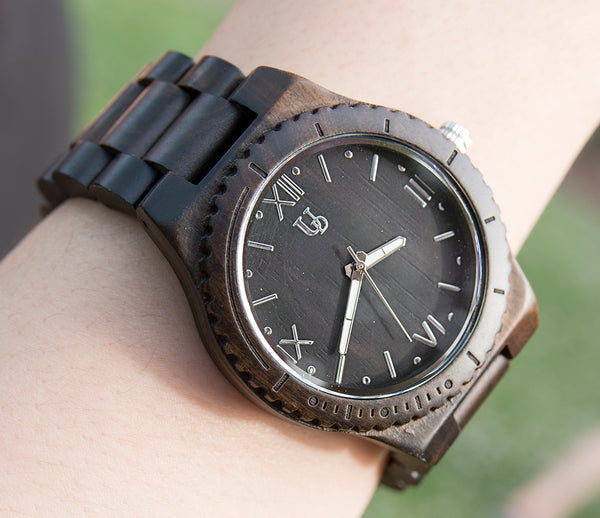 UD Personalized/Engraved His and Her Round Wooden Watches