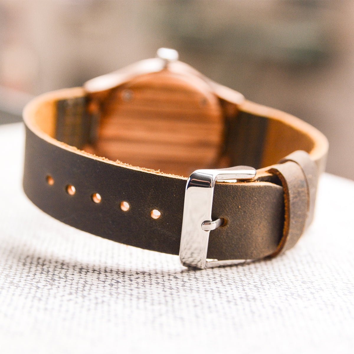 UD Ladies Personalized/Engraved Exotic Zebra Wood Face Watch  display picture 1
