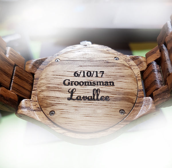 Zebra Round Wooden Watch With Real White Marble Stone Face