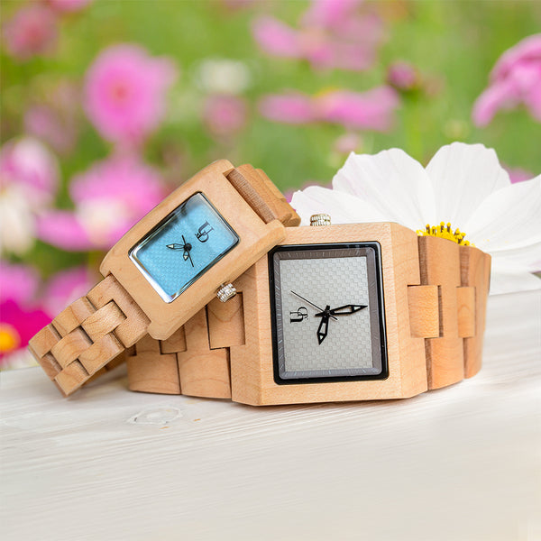 UXD His and Hers Matching Wood Watches - Couples Wood Watch Set